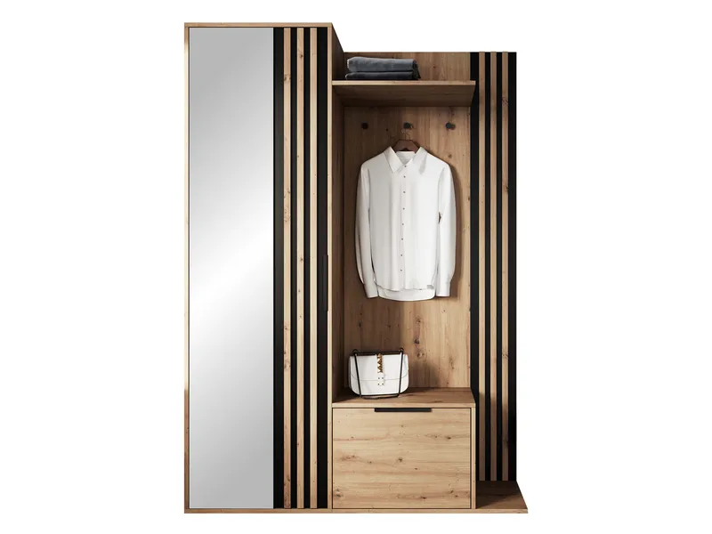 Cinerea hallmøbel 140 cm - brun, sort - Møbler - Entrémøbler - Møbelsæt til hall og entre