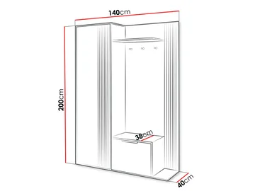 Cinerea hallmøbel 140 cm - brun, sort - Møbler - Entrémøbler - Møbelsæt til hall og entre