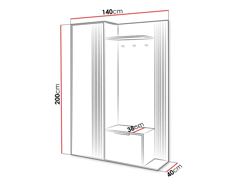 Cinerea hallmøbel 140 cm - brun, sort - Møbler - Entrémøbler - Møbelsæt til hall og entre