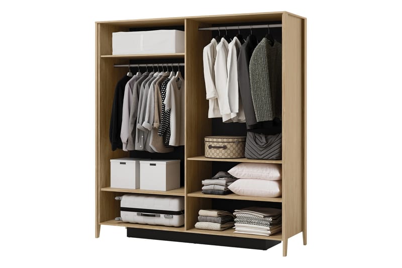 Cocorna Garderobe m. Spejl 201x216 cm - Beige - Opbevaring - Tøjopbevaring - Garderobeskabe