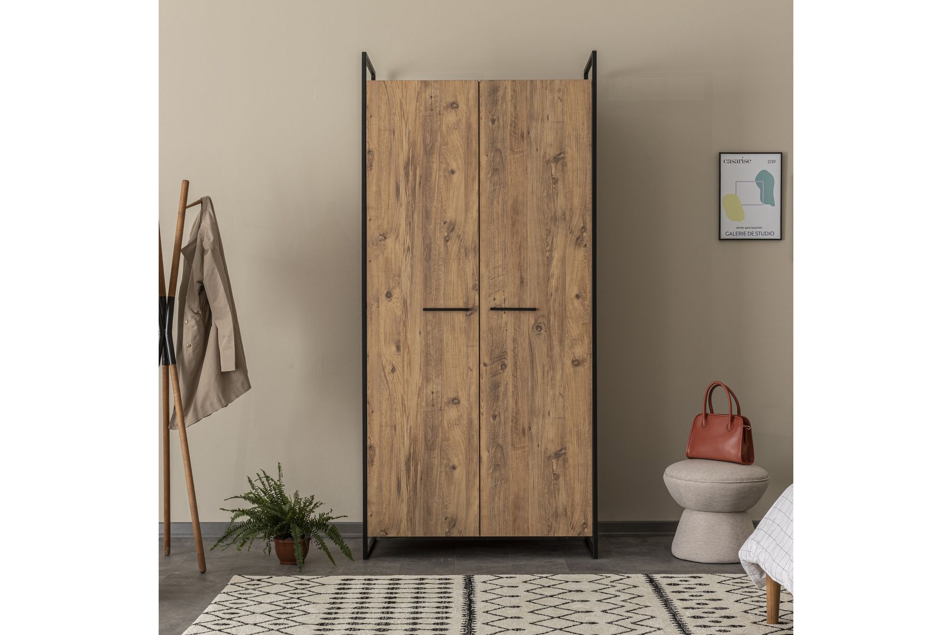 Collinner Garderobe 52x104 11 hylder - Natur - Opbevaring - Tøjopbevaring - Garderobeskabe