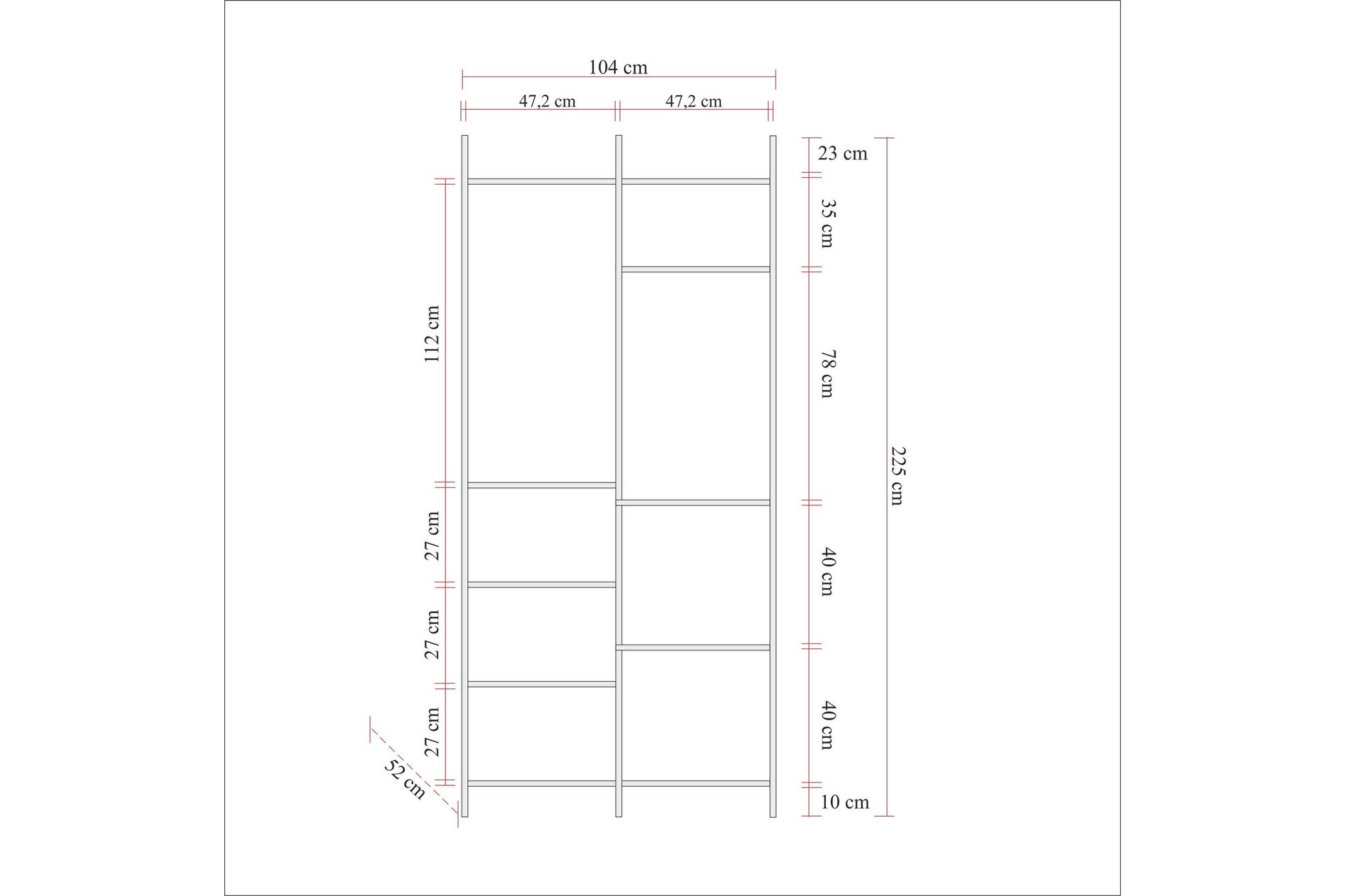 Collinner Garderobe 52x104 11 hylder - Natur - Opbevaring - Tøjopbevaring - Garderobeskabe