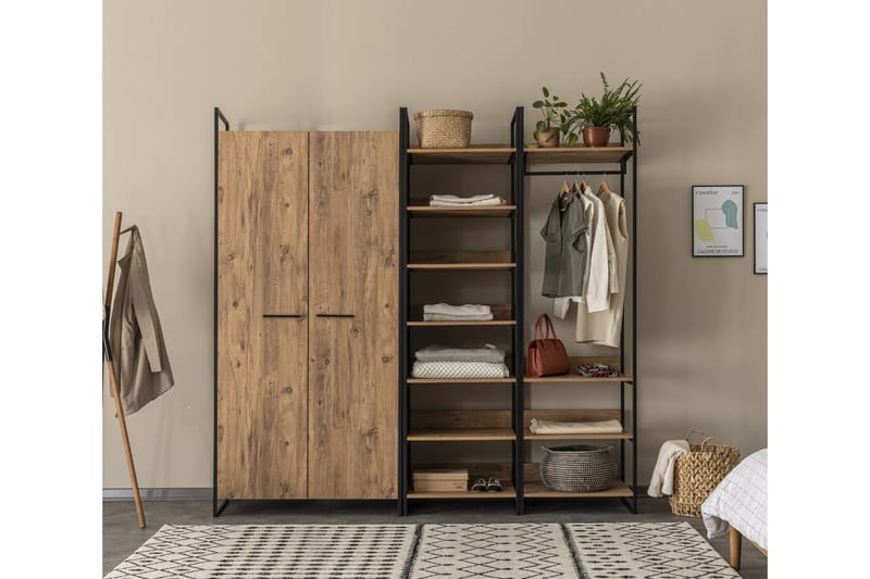 Collinner Garderobe 52x104 11 hylder - Natur - Opbevaring - Tøjopbevaring - Garderobeskabe