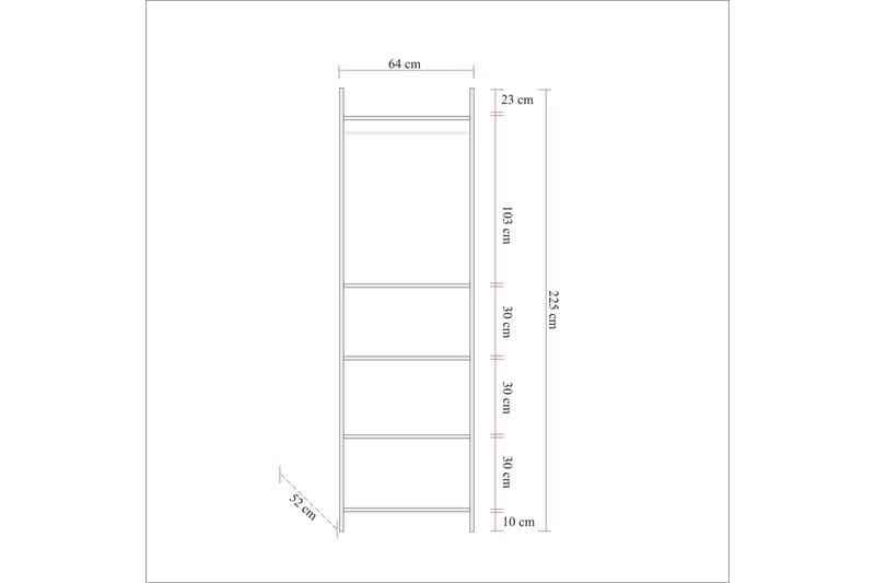 Collinner Garderobe 52x64 med spejl 4 skabe - Natur - Opbevaring - Tøjopbevaring - Garderobeskabe