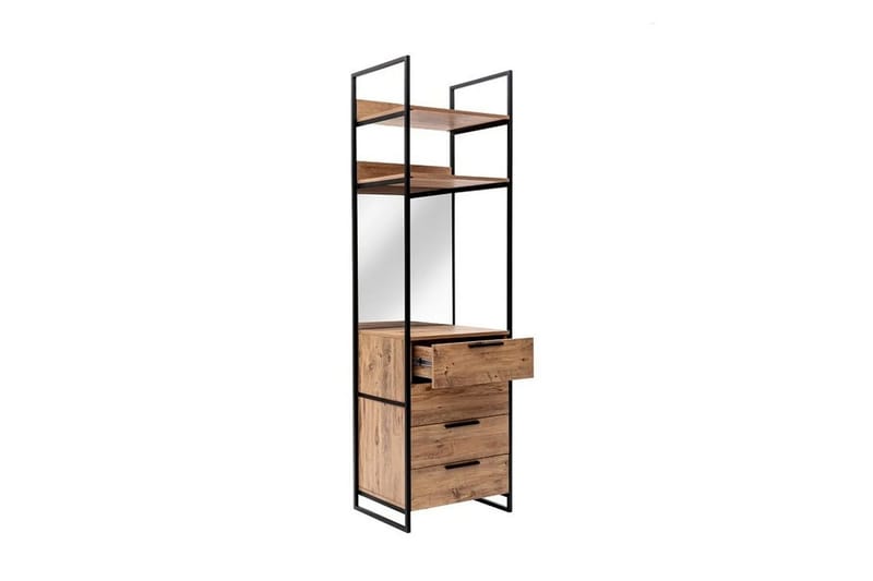 Collinner Garderobe 52x64 med spejl 4 skabe - Natur - Opbevaring - Tøjopbevaring - Garderobeskabe