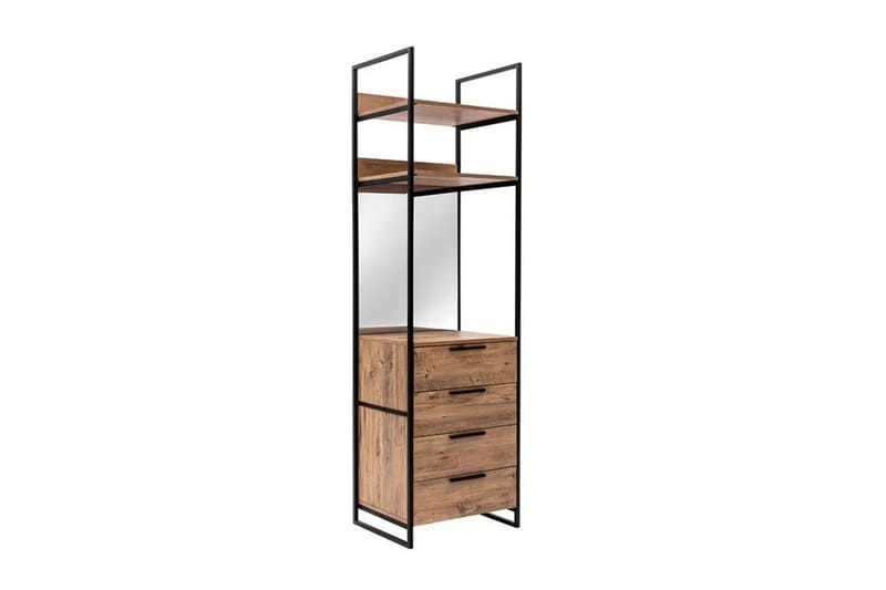 Collinner Garderobe 52x64 med spejl 4 skabe - Natur - Opbevaring - Tøjopbevaring - Garderobeskabe