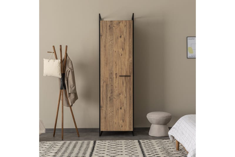 Collinner Garderobe 52x64 med spejl 4 skabe - Natur - Opbevaring - Tøjopbevaring - Garderobeskabe