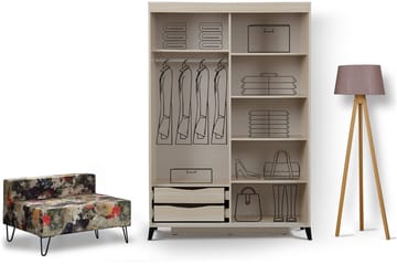 Comfortale Garderobeskab 120 cm i Træ med Glasdør - Beige - Opbevaring - Tøjopbevaring - Garderobeskabe