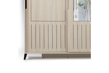 Comfortale Garderobeskab 120 cm i Træ med Glasdør - Beige - Opbevaring - Tøjopbevaring - Garderobeskabe