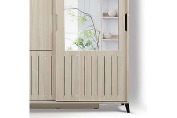 Comfortale Garderobeskab 120 cm i Træ med Glasdør - Beige - Opbevaring - Tøjopbevaring - Garderobeskabe