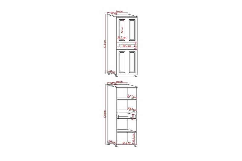 Comfortale Garderobeskab 60x175 cm - Sort/Mørkfarvet træ - Opbevaring - Tøjopbevaring - Garderobeskabe