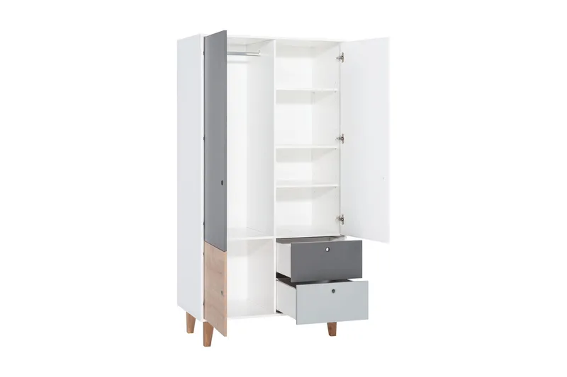 Concept Garderobe Hvid/Grå/Lyserød - VOX - Opbevaring - Tøjopbevaring - Garderobeskabe - Garderobeskab & klædeskab