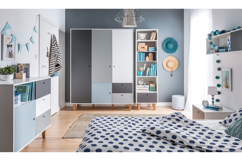 Concept Garderobe Hvid/Mørkegrå/Blå - VOX - Opbevaring - Tøjopbevaring - Garderobeskabe - Garderobeskab & klædeskab