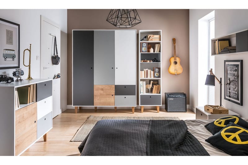 Concept Garderobe Hvid/Mørkegrå/Natur - VOX - Opbevaring - Tøjopbevaring - Garderobeskabe - Garderobeskab & klædeskab