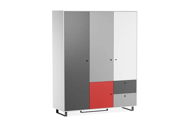 Concept Garderobe Hvid/Mørkegrå/Rød, VOX