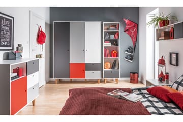 Concept Garderobe Hvid/Mørkegrå/Rød - VOX - Opbevaring - Tøjopbevaring - Garderobeskabe - Garderobeskab & klædeskab