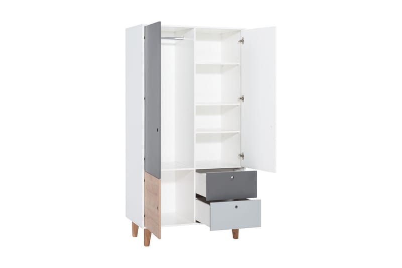 Concept Garderobe Hvid/Mørkegrå/Sort - VOX - Opbevaring - Tøjopbevaring - Garderobeskabe - Garderobeskab & klædeskab