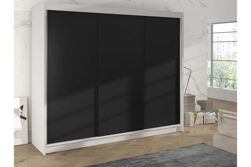 Cyria Garderobe 200x215 cm - Sort/Hvid - Opbevaring - Tøjopbevaring - Garderobeskabe