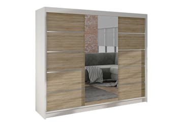 Cyria Garderobe med rummelig Opbevaring og Skydedøre med Spejl 200x215 cm