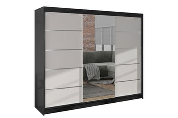 Cyria Garderobe med rummelig Opbevaring og Skydedøre med Spejl 200x215 cm
