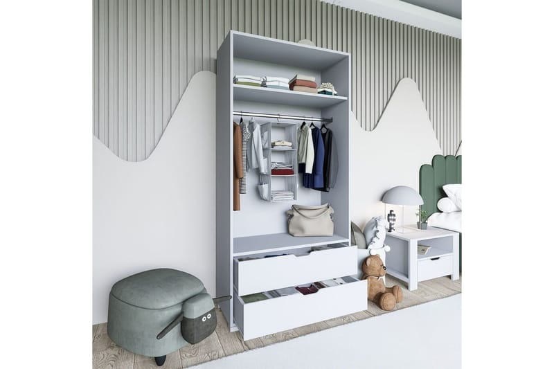 Dasina Garderobesskåp 90x183 cm - Hvid - Opbevaring - Tøjopbevaring - Garderobeskabe - Garderobeskab & klædeskab