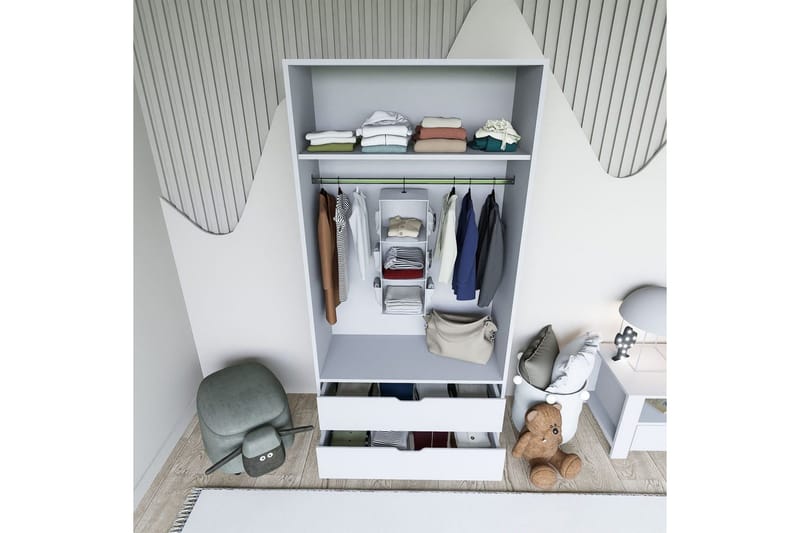 Dasina Garderobesskåp 90x183 cm - Hvid - Opbevaring - Tøjopbevaring - Garderobeskabe - Garderobeskab & klædeskab