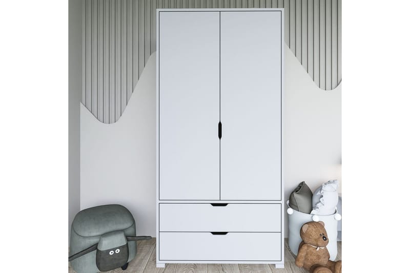Dasina Garderobesskåp 90x183 cm - Hvid - Opbevaring - Tøjopbevaring - Garderobeskabe - Garderobeskab & klædeskab