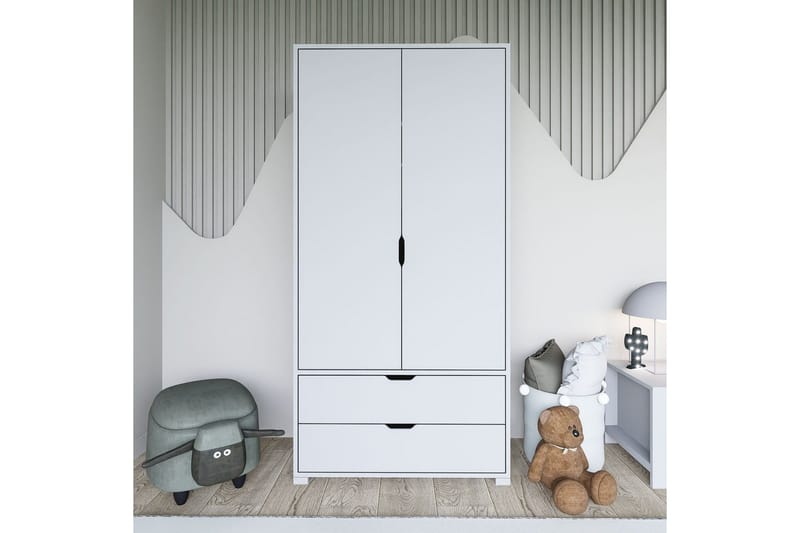 Dasina Garderobesskåp 90x183 cm - Hvid - Opbevaring - Tøjopbevaring - Garderobeskabe - Garderobeskab & klædeskab