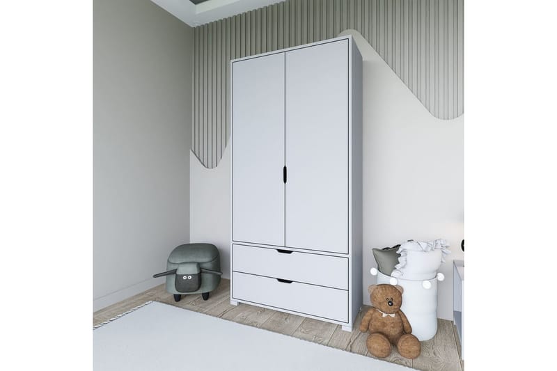 Dasina Garderobesskåp 90x183 cm - Hvid - Opbevaring - Tøjopbevaring - Garderobeskabe - Garderobeskab & klædeskab