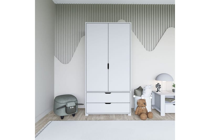 Dasina Garderobesskåp 90x183 cm - Hvid - Opbevaring - Tøjopbevaring - Garderobeskabe - Garderobeskab & klædeskab