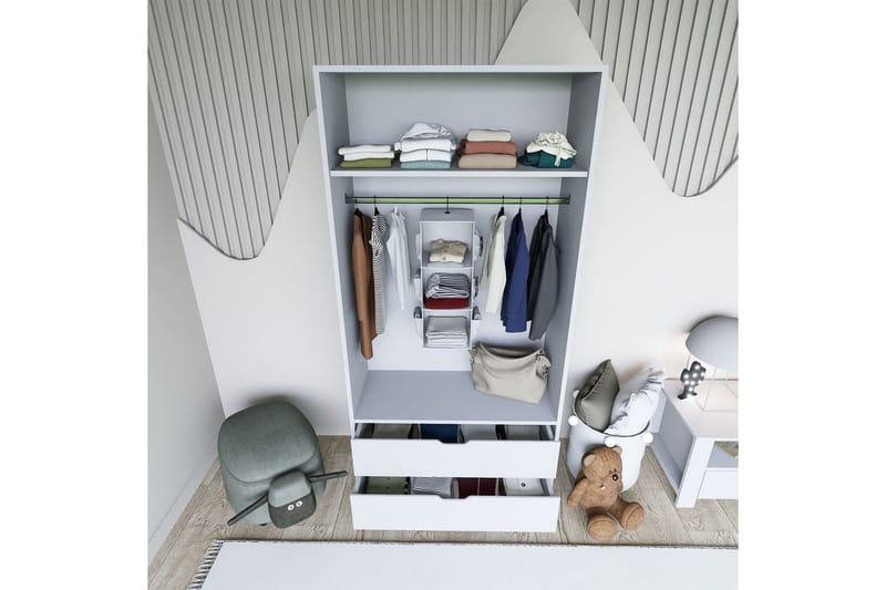 Dasina Garderobesskåp 90x183 cm - Hvid - Opbevaring - Tøjopbevaring - Garderobeskabe - Garderobeskab & klædeskab