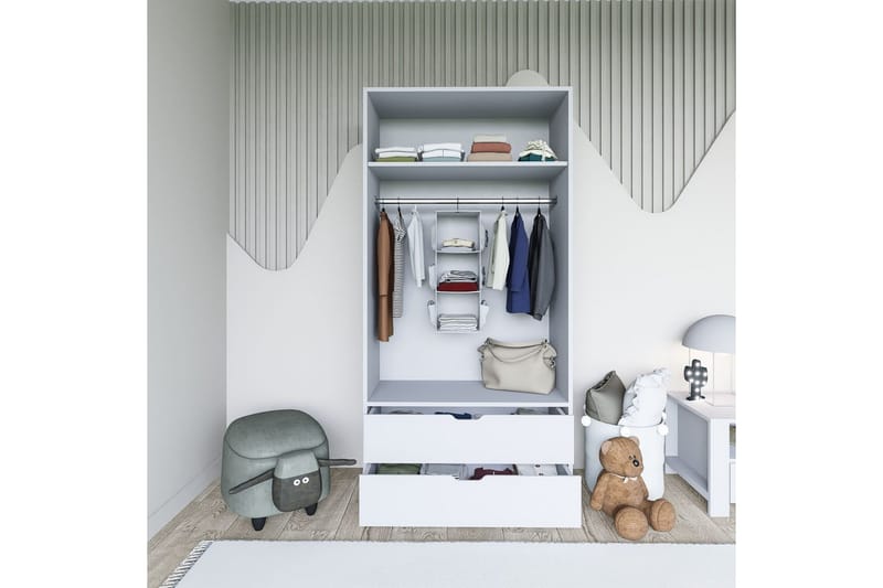 Dasina Garderobesskåp 90x183 cm - Hvid - Opbevaring - Tøjopbevaring - Garderobeskabe - Garderobeskab & klædeskab