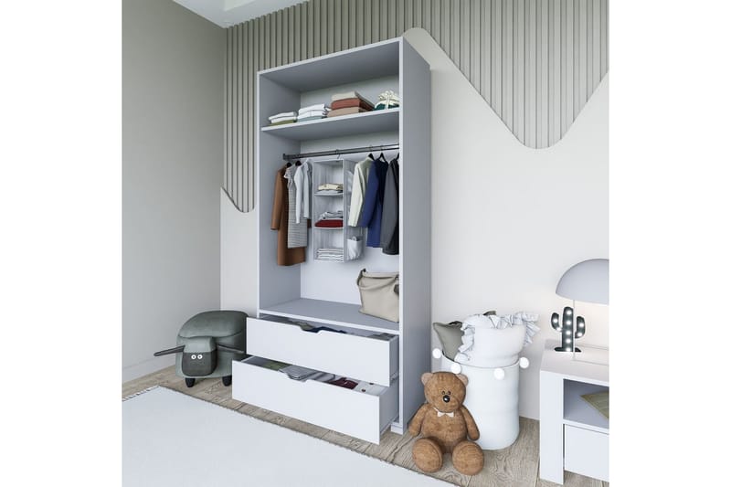 Dasina Garderobesskåp 90x183 cm - Hvid - Opbevaring - Tøjopbevaring - Garderobeskabe - Garderobeskab & klædeskab