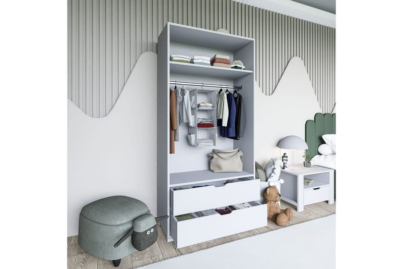 Dasina Garderobesskåp 90x183 cm - Hvid - Opbevaring - Tøjopbevaring - Garderobeskabe - Garderobeskab & klædeskab