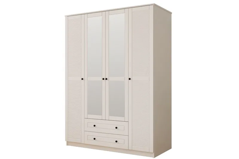 Denric Garderobesskåp 140x184 cm - Mat Hvid - Opbevaring - Tøjopbevaring - Garderobeskabe - Garderobeskab & klædeskab