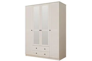 Denric Garderobesskåp 140x184 cm - Mat Hvid - Opbevaring - Tøjopbevaring - Garderobeskabe - Garderobeskab & klædeskab
