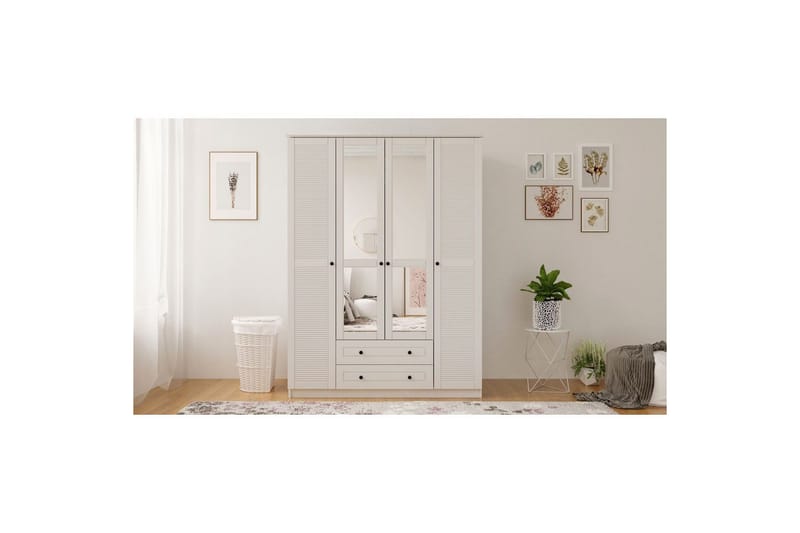 Denric Garderobesskåp 140x210 cm - Mat Hvid - Opbevaring - Tøjopbevaring - Garderobeskabe - Garderobeskab & klædeskab