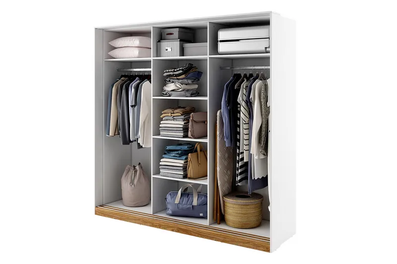 Dentro garderobe 220x63x215 cm - Hvid - Opbevaring - Tøjopbevaring - Garderobeskabe