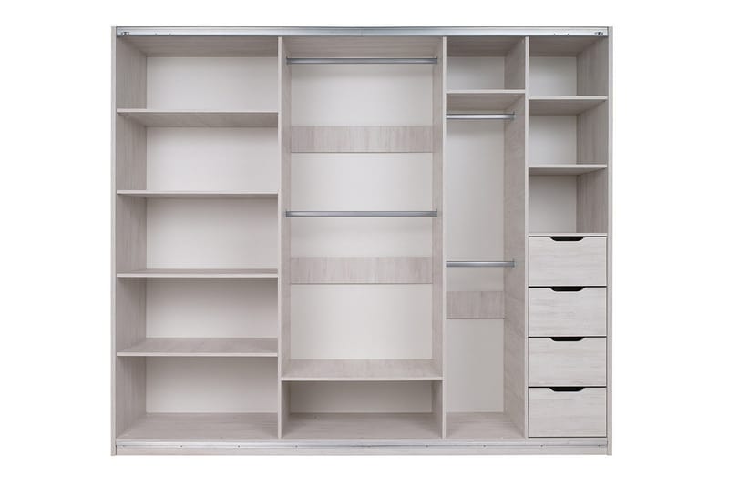Denver garderobe 250x68,5x215 cm - Brun / Hvid - Opbevaring - Tøjopbevaring - Garderobeskabe