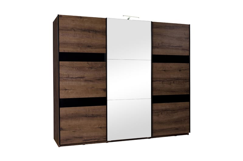 Denver garderobe 250x68,5x215 cm, Brun / Hvid