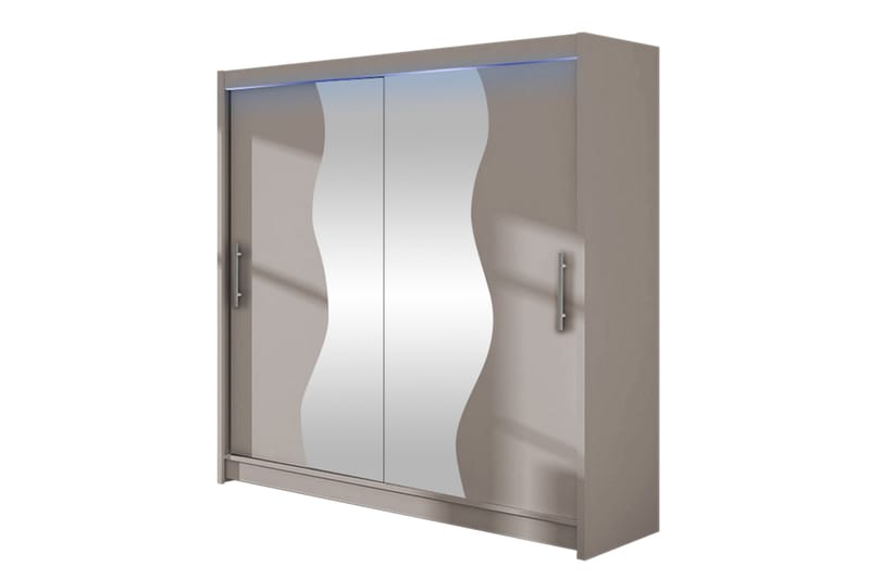 Dravon Garderobe Med Spejl 180x215 cm - Beige - Opbevaring - Tøjopbevaring - Garderobeskabe