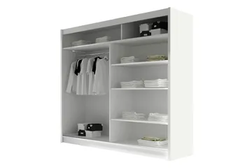 Dravon Garderobe Med Spejl 180x215 cm - Beige - Opbevaring - Tøjopbevaring - Garderobeskabe