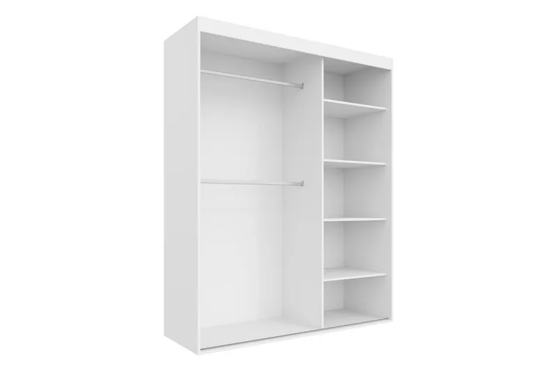 Duets Garderobe Med Spejl 160x205 cm - Hvid - Opbevaring - Tøjopbevaring - Garderobeskabe