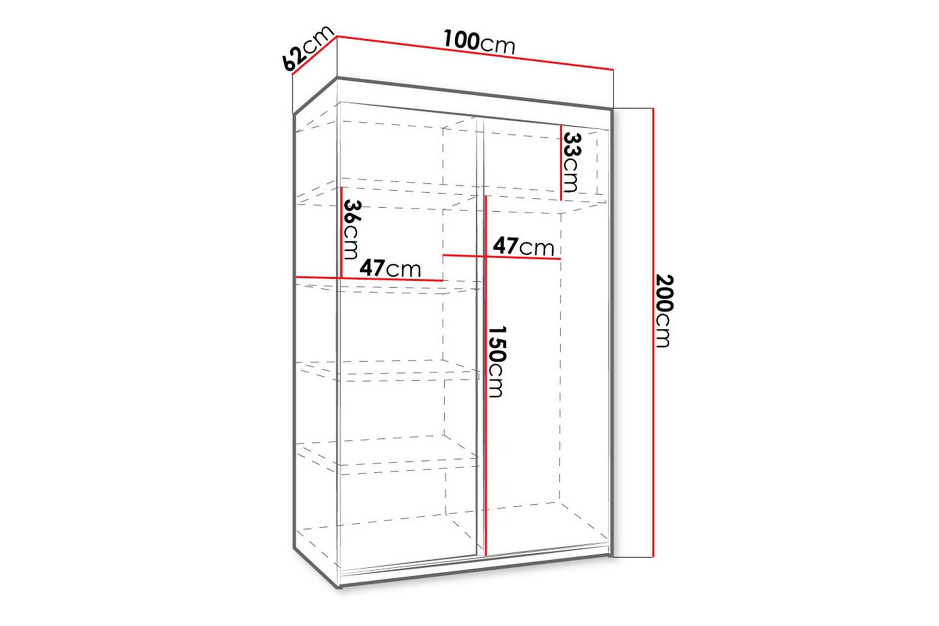 Dunkra Garderobe LED-belysning Blå 100 cm - Hvid - Opbevaring - Tøjopbevaring - Garderobeskabe