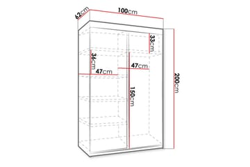 Dunkra Garderobe LED-belysning Blå 100 cm - Hvid - Opbevaring - Tøjopbevaring - Garderobeskabe