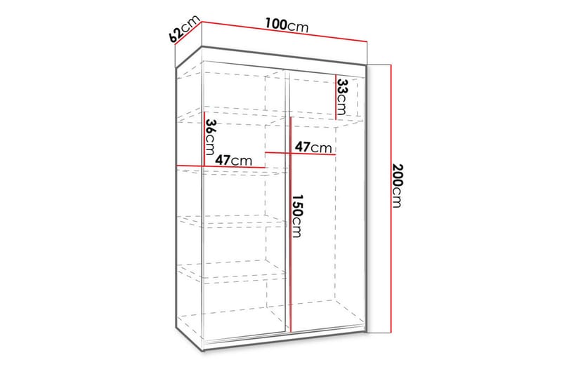 Dunkra Garderobe LED-belysning Blå 100 cm - Hvid - Garderobeskabe - Garderobeskab & klædeskab