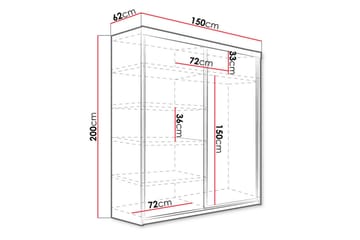 Dunkra Garderobe Med Spejl 150x200 cm - Brun - Opbevaring - Tøjopbevaring - Garderobeskabe