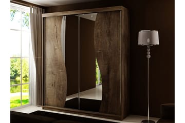 Dunkra Garderobe Med Spejl 150x200 cm - Brun - Opbevaring - Tøjopbevaring - Garderobeskabe