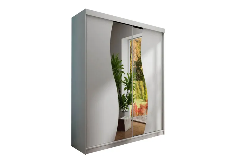 Dunkra Garderobe Med Spejl 150x200 cm - Hvid - Opbevaring - Tøjopbevaring - Garderobeskabe