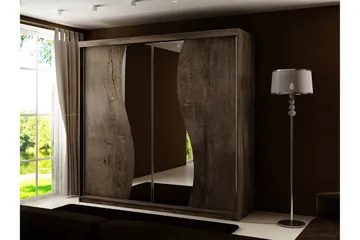 Dunkra Garderobe Med Spejl 200x200 cm - Brun - Opbevaring - Tøjopbevaring - Garderobeskabe